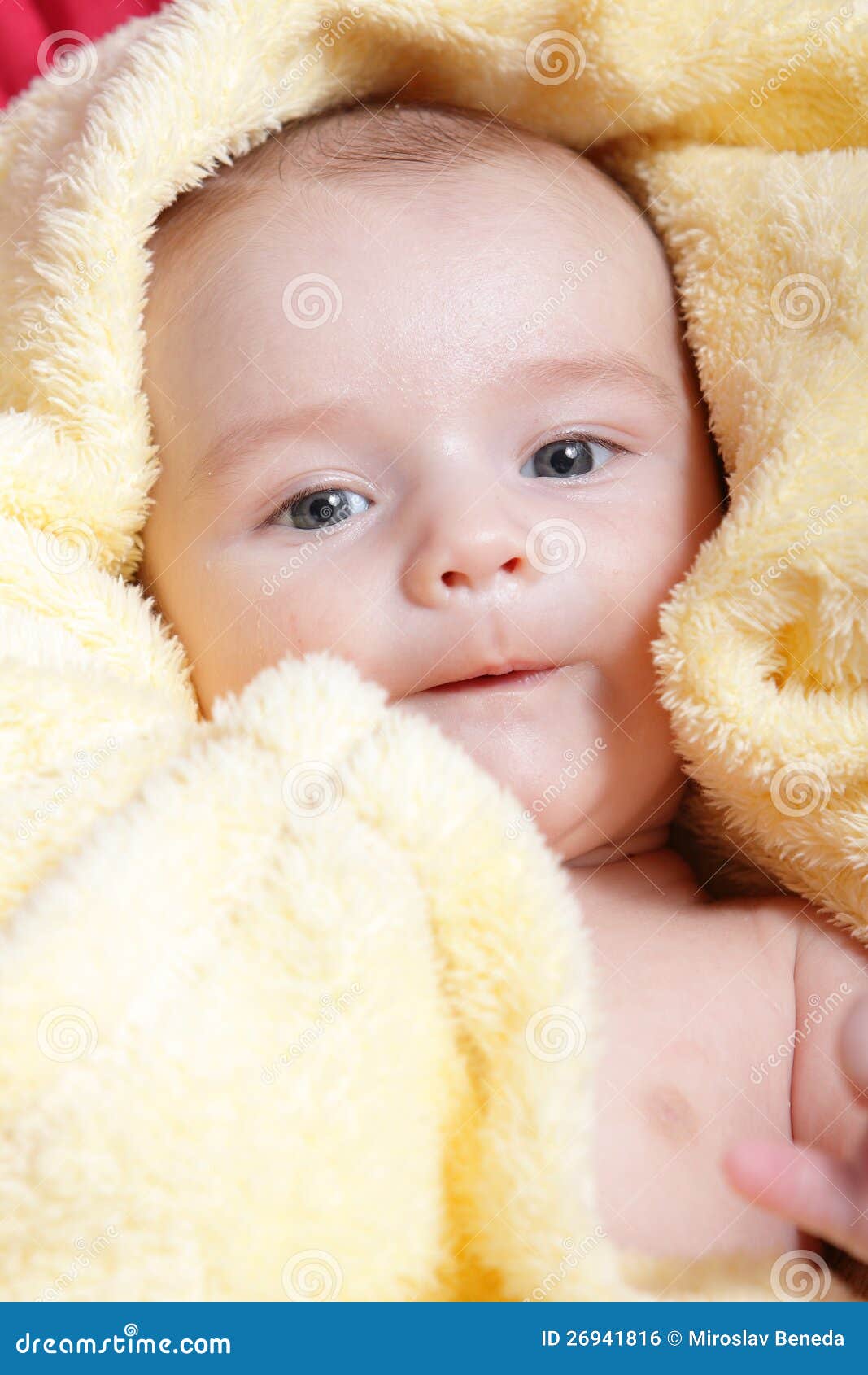 Newborn in Soft Yellow Blanket Stock Photo Image of innocence, cute