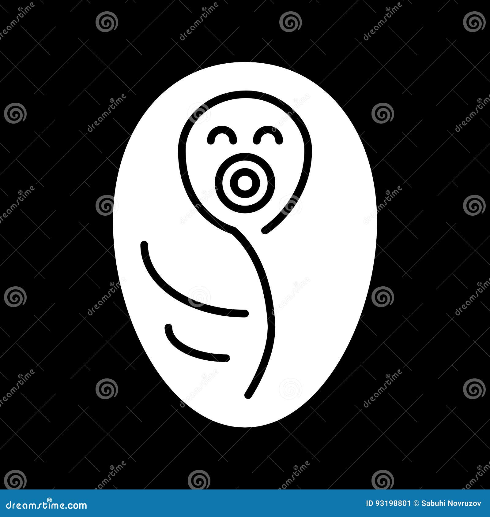 Newborn Wrapped in Baby Blanket Vector Icon. Black and White Baby