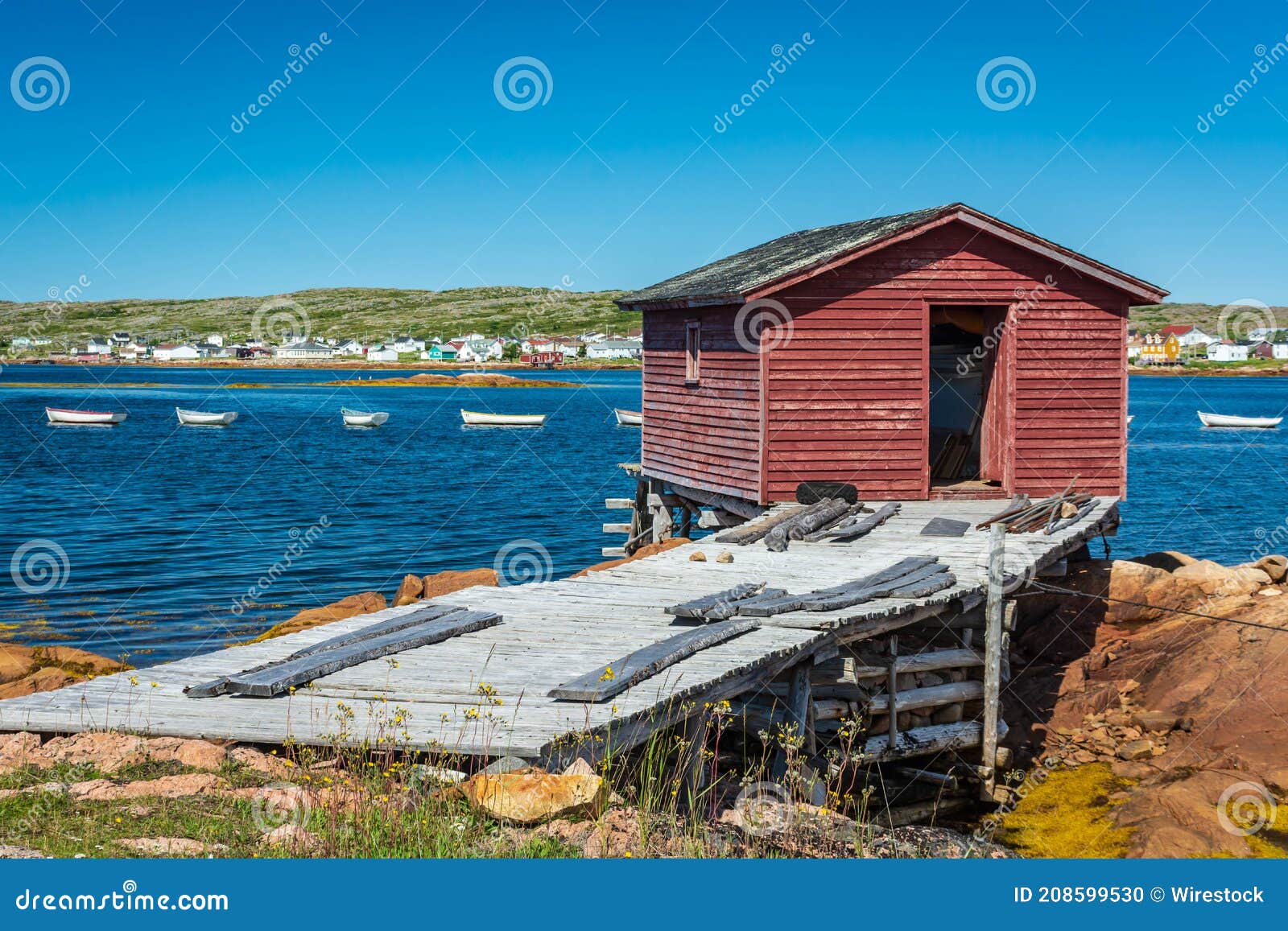 Newfoundland Fishing Shed stock photo. Image of blue - 208599530