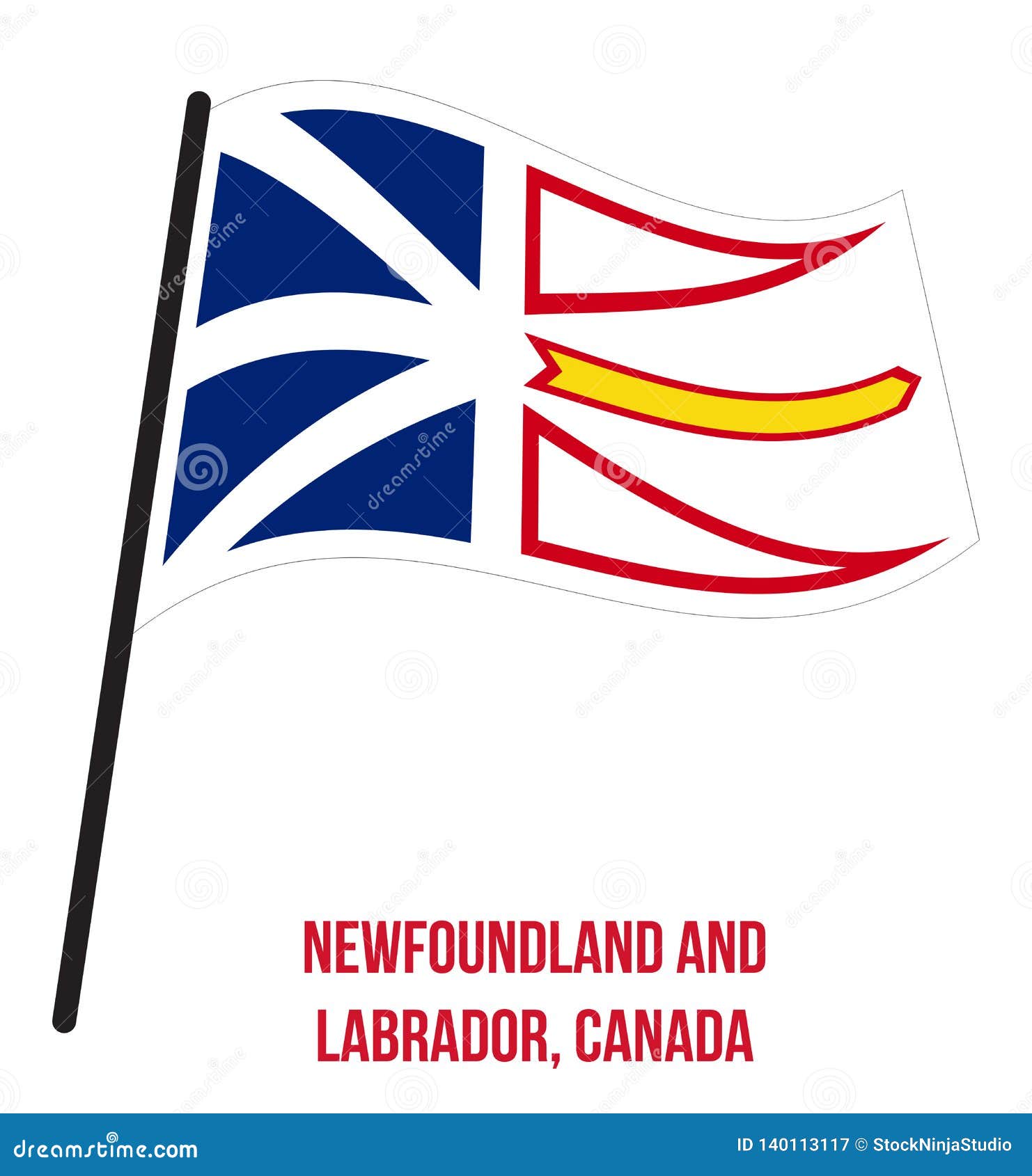 Download Newfoundland And Labrador Flag Waving Vector On White ...