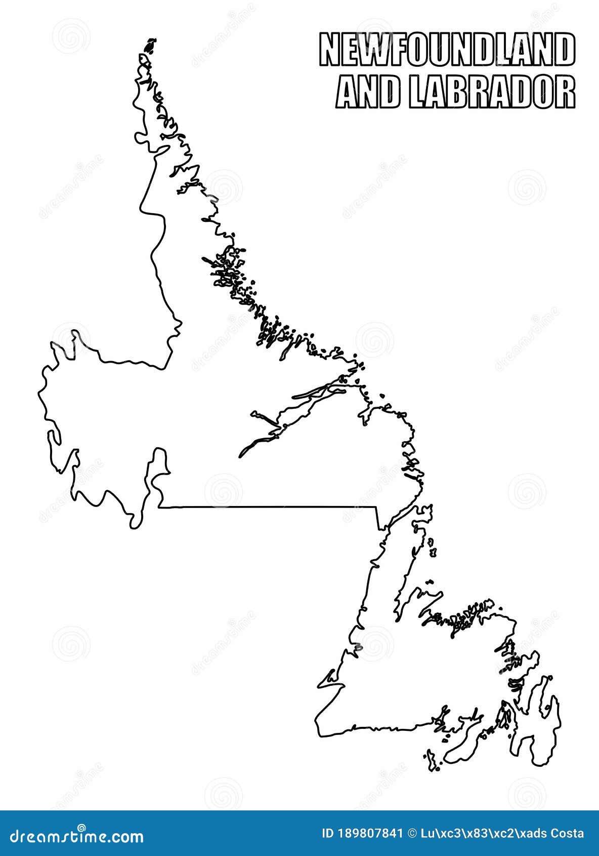 Newfoundland and Labrador Outline Map Stock Illustration - Illustration