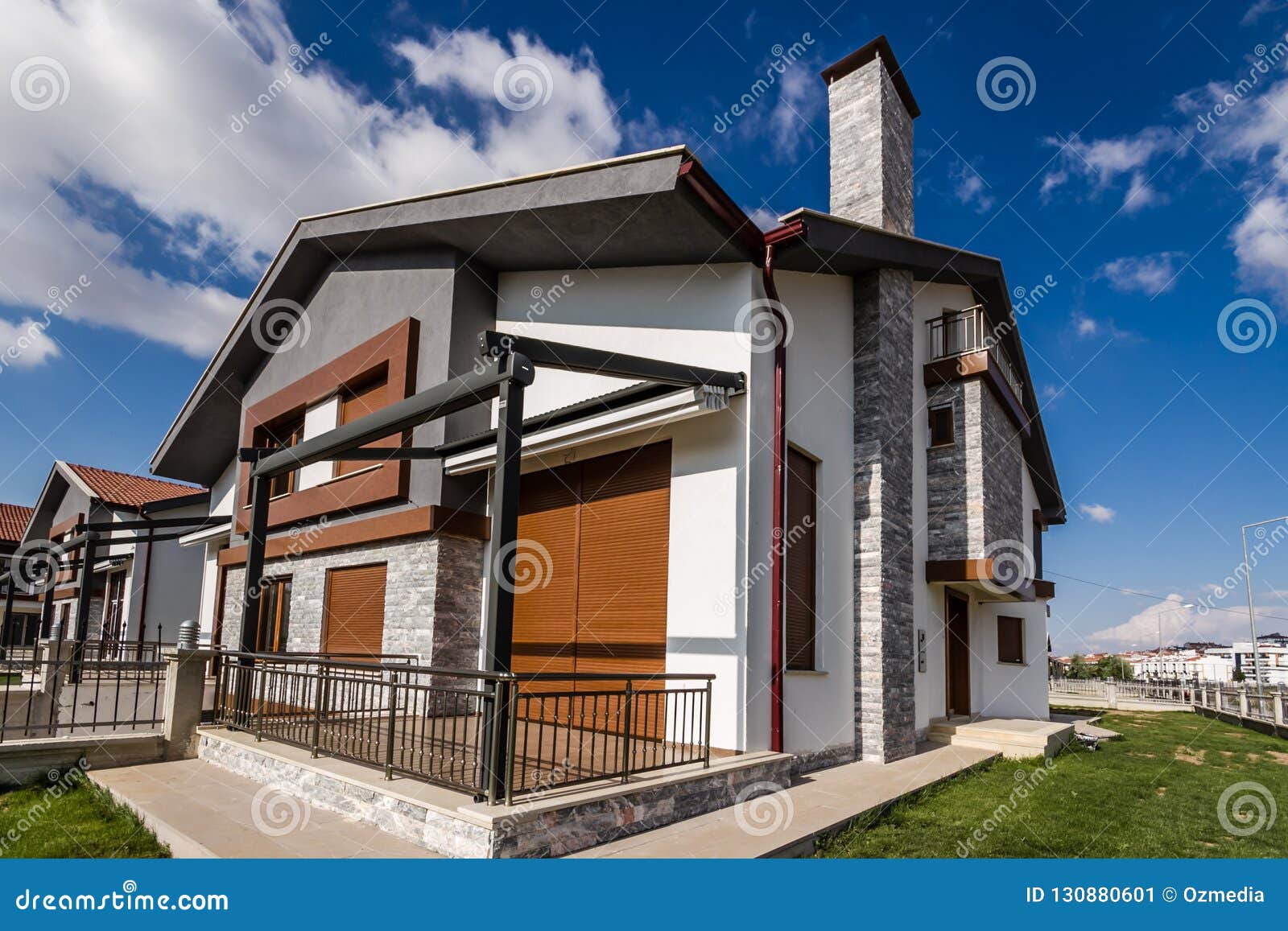 Newly Built Two Storey House On An Apartment Site Stock Image Image Of Realty Luxury 130880601