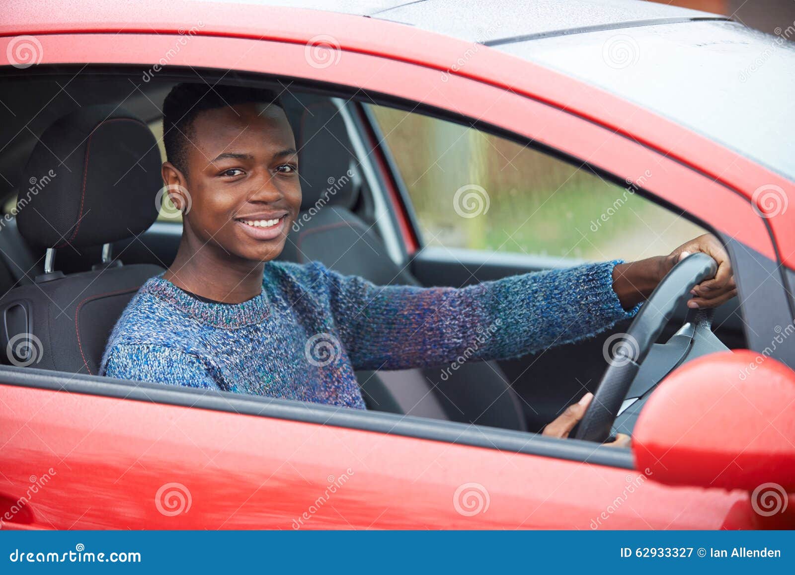 Newly Qualified Teenage Boy Driver Sitting in Car Stock Image - Image ...