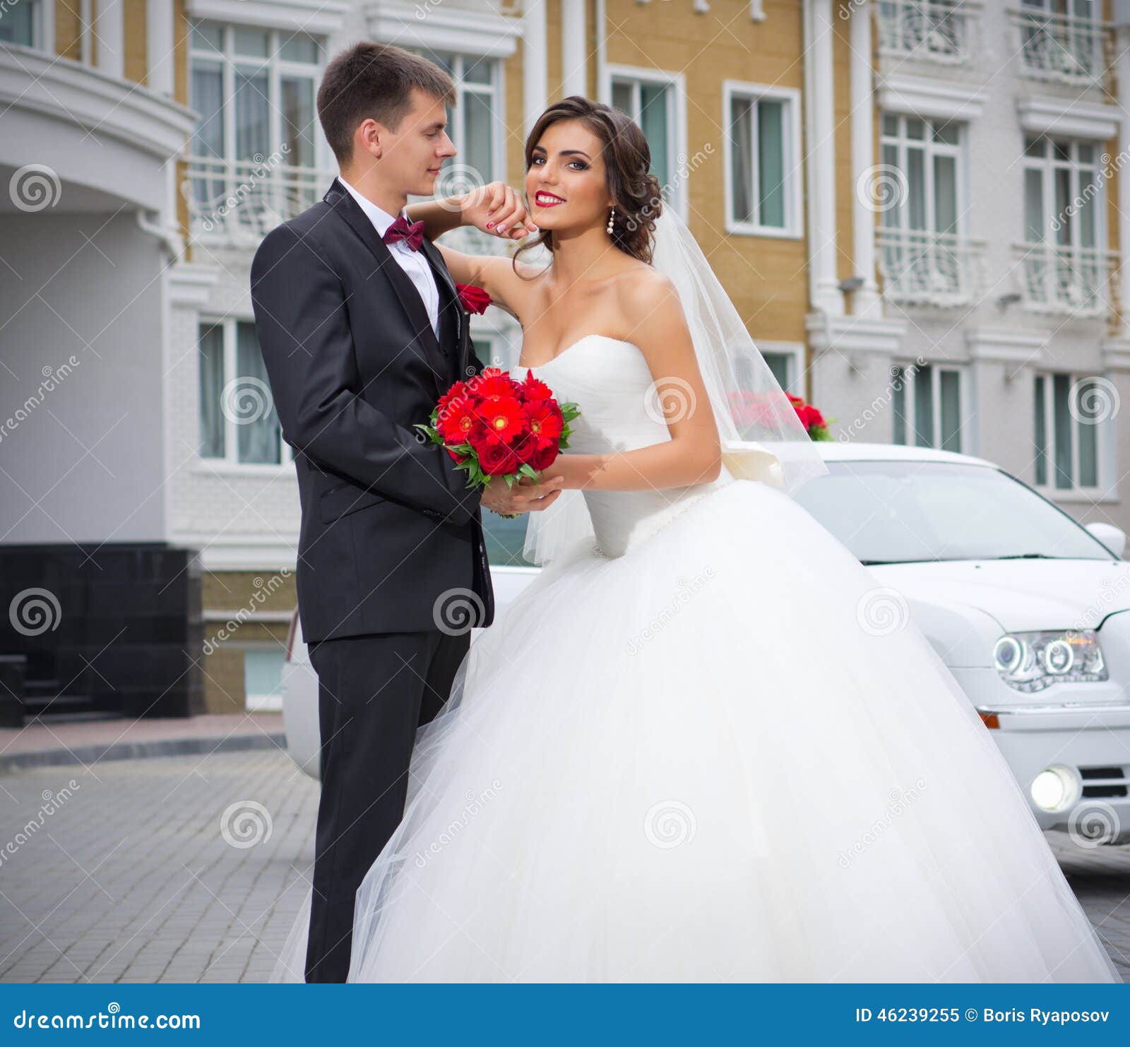 Newlyweds near the house stock image. Image of standing 46239255
