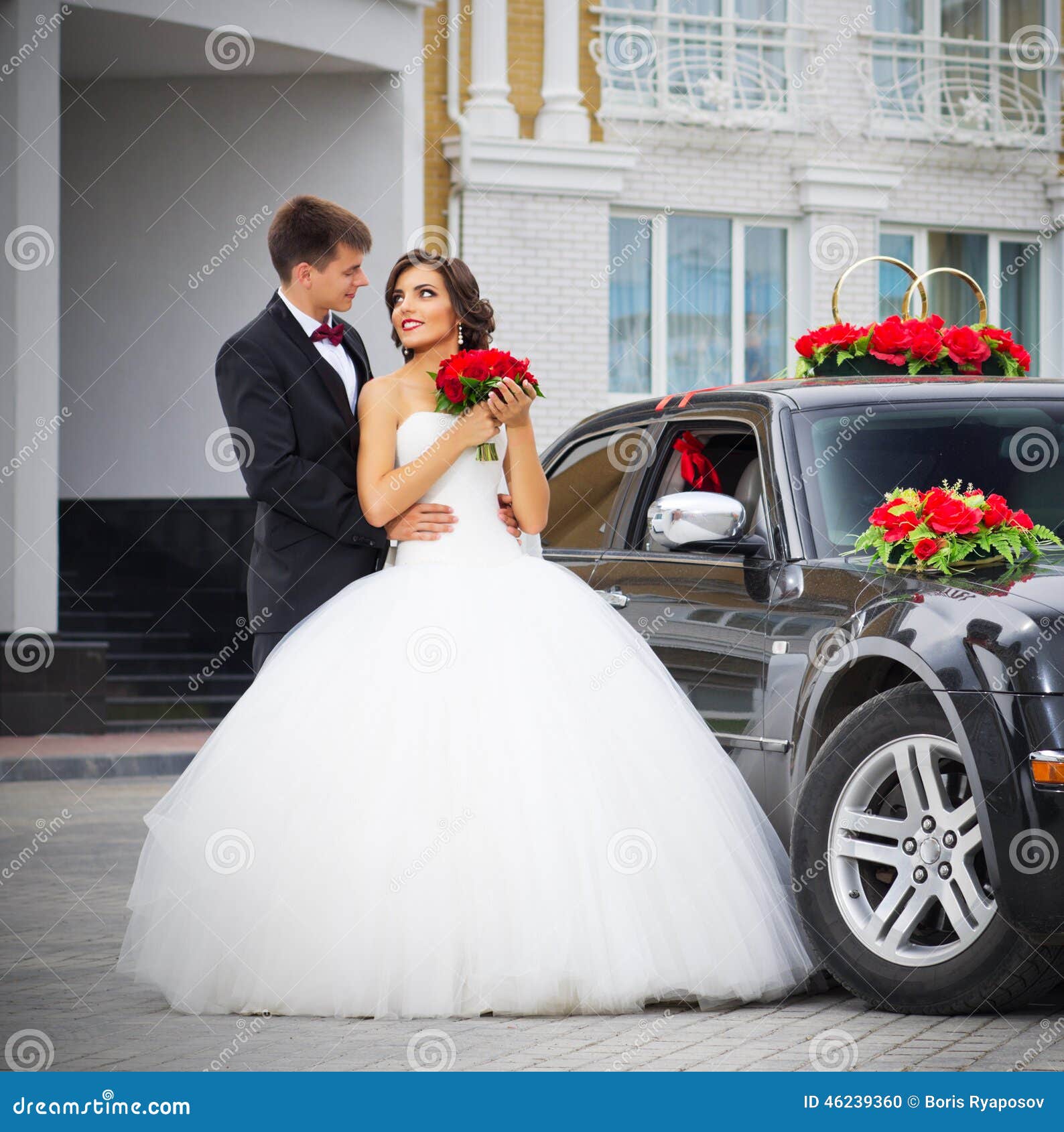 Newlyweds near the house stock photo. Image of newlywed 46239360