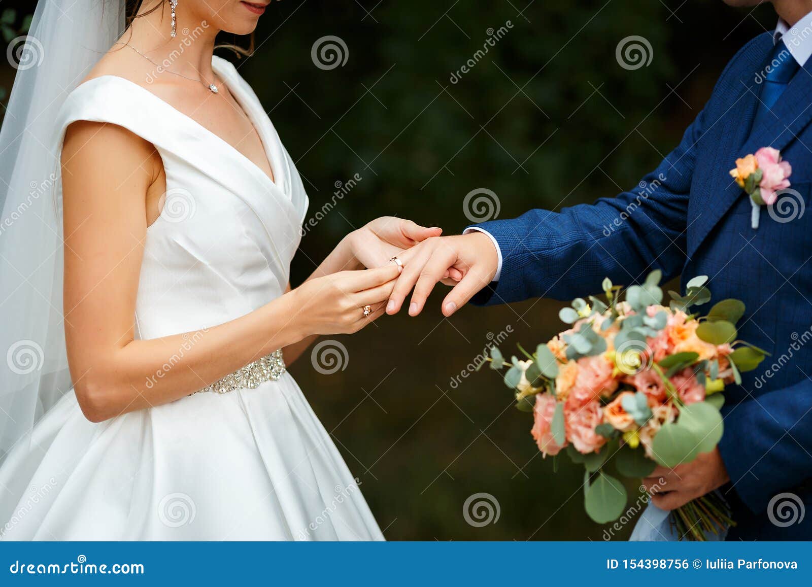 Newlyweds Put Each Other Rings on the Ceremony Stock Photo - Image of ...