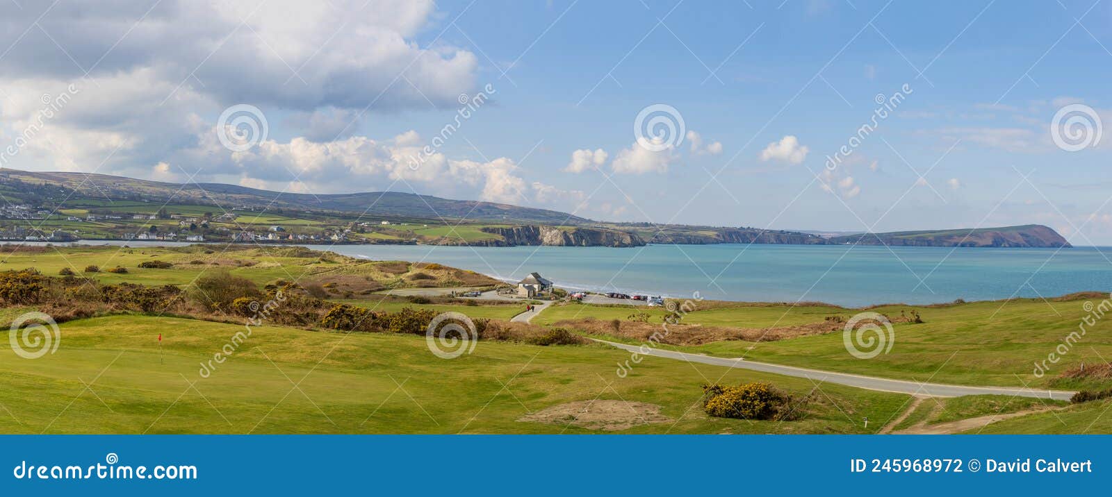 view of newport sands beach, pembrokeshire, wales. uk