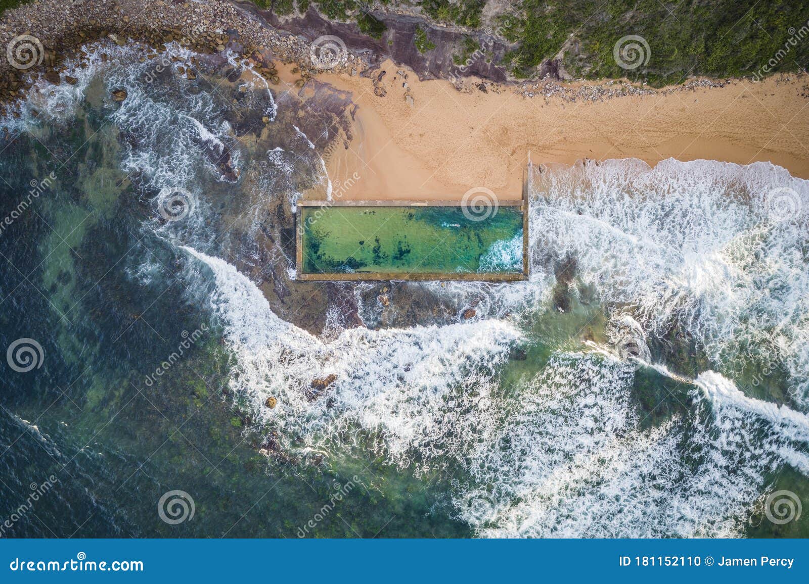 newport rock pool, newport beach, sydney australia aerial