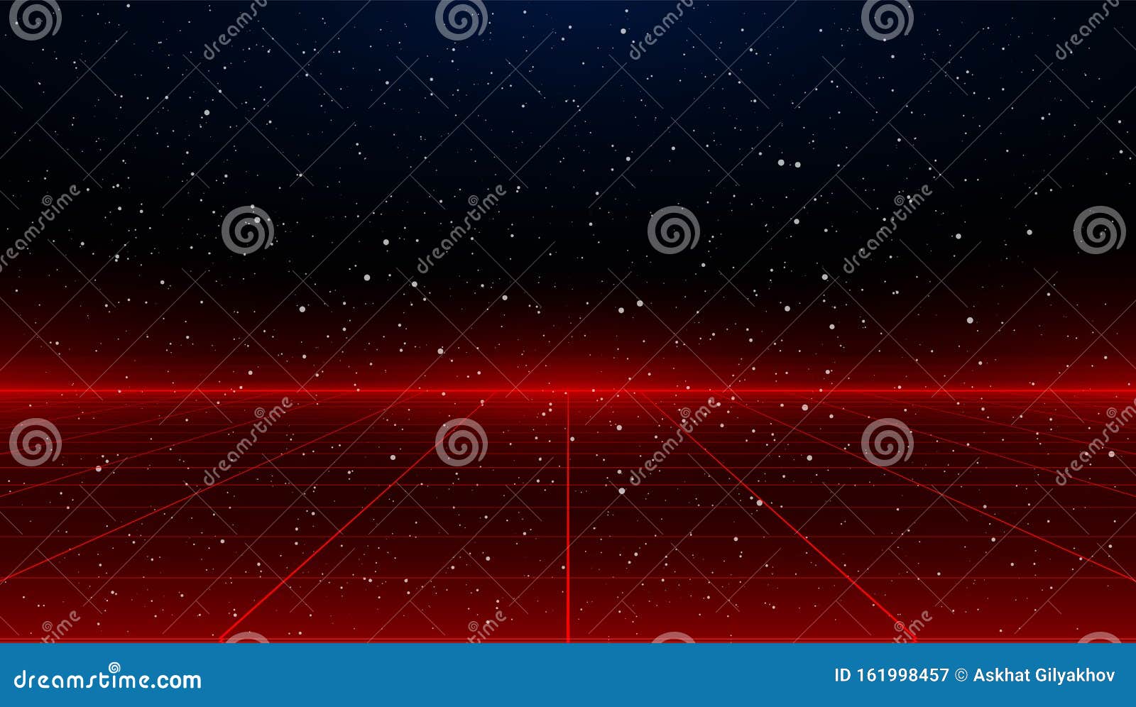 newretrowave sci-fi red laser perspective grid background in starry space. retrofuturistic cyber laser landscape.