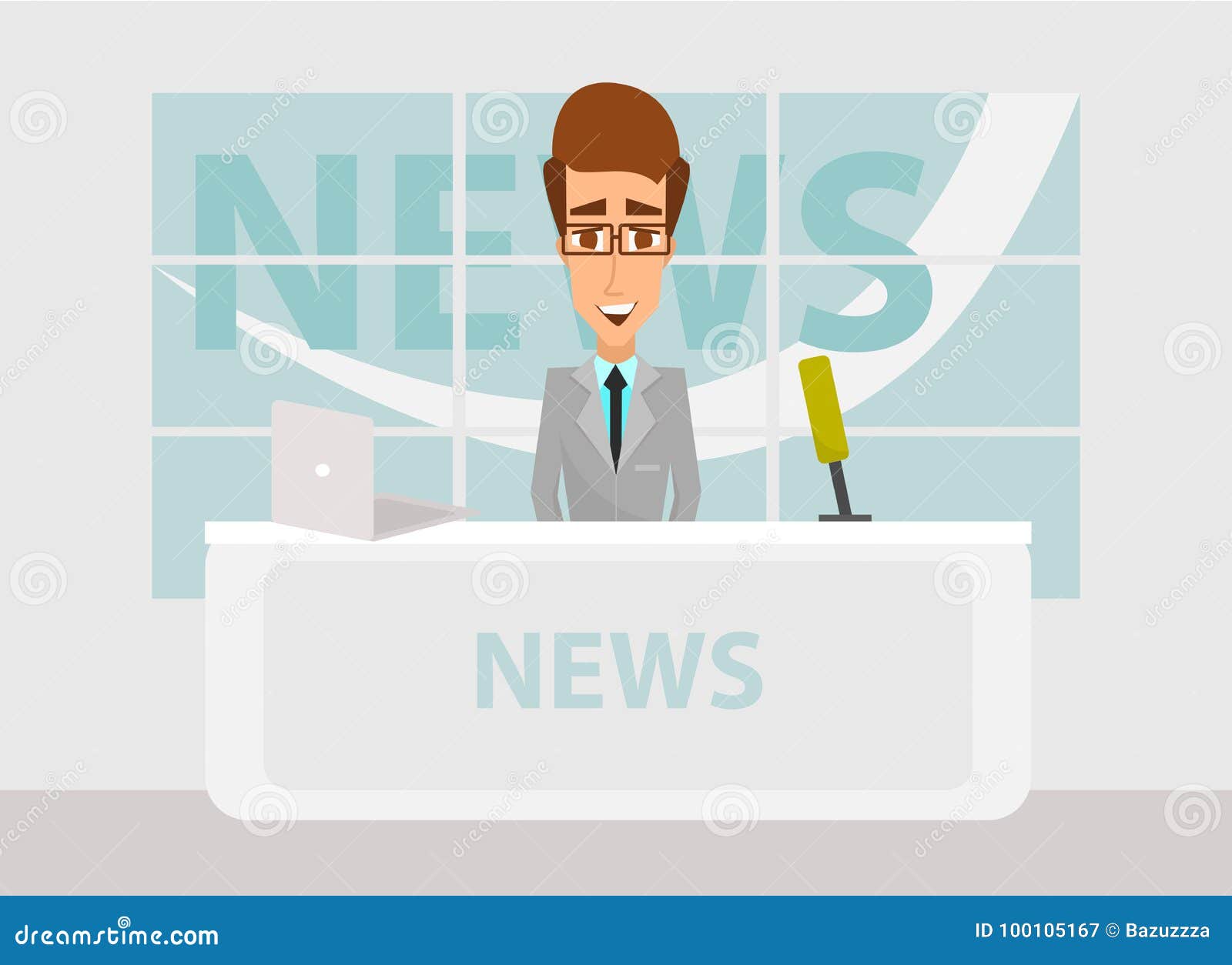 News Anchorman In Breaking NEWS And TV Screen Layout. TV Breaking News