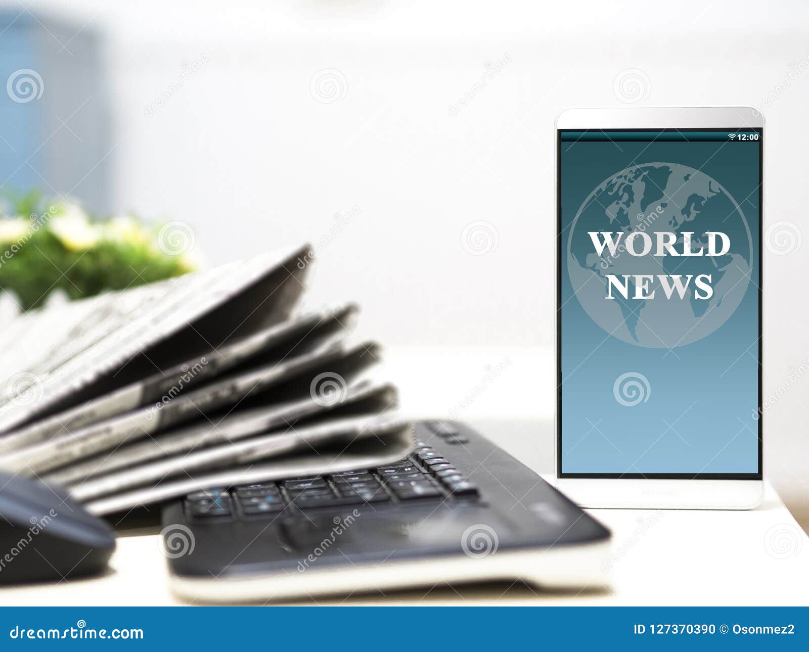 News Article from the World on Your Smartphone Screen. Newspapers with