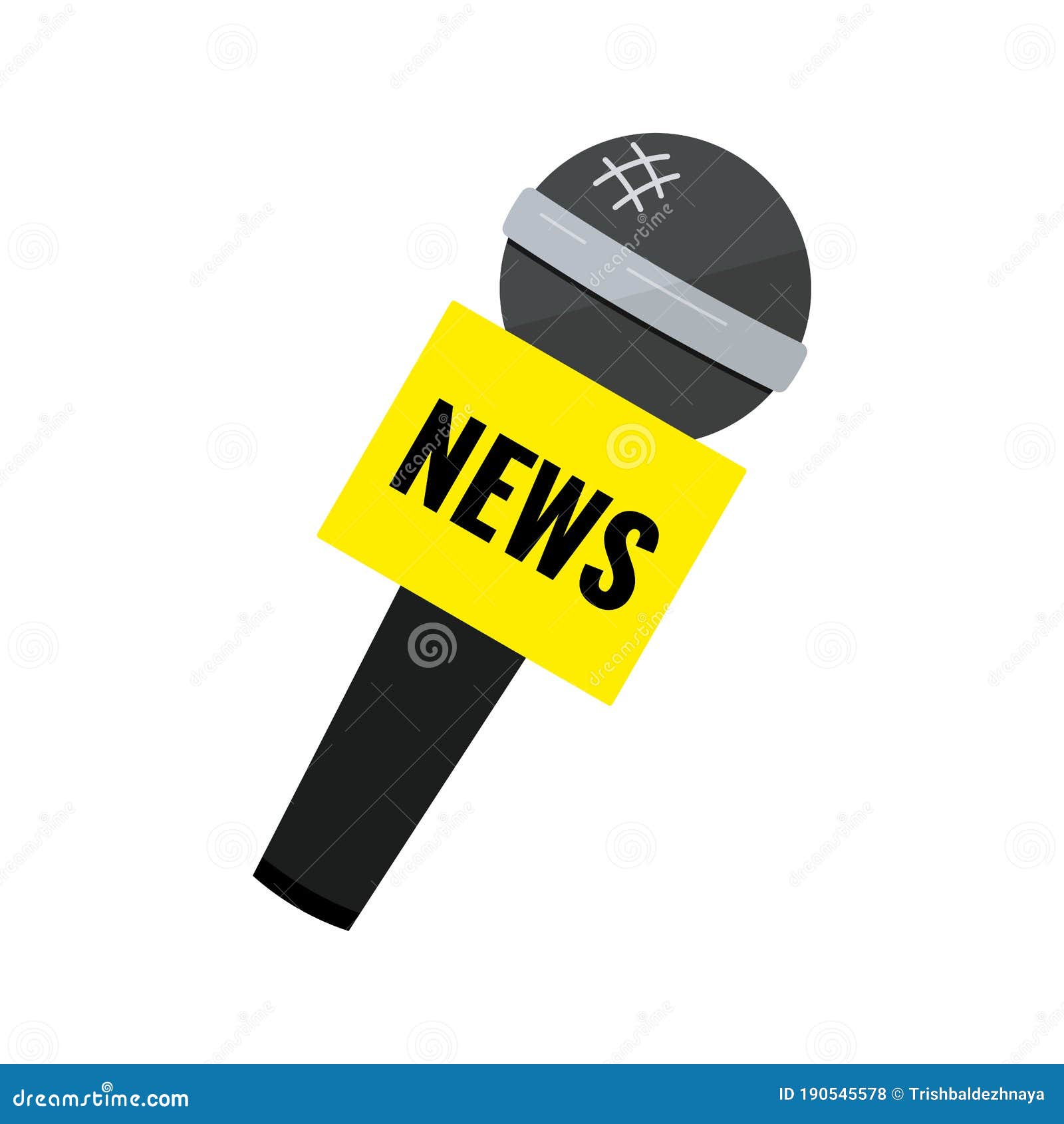 News Black Microphone Icon Isolated on White Background. Stock Vector