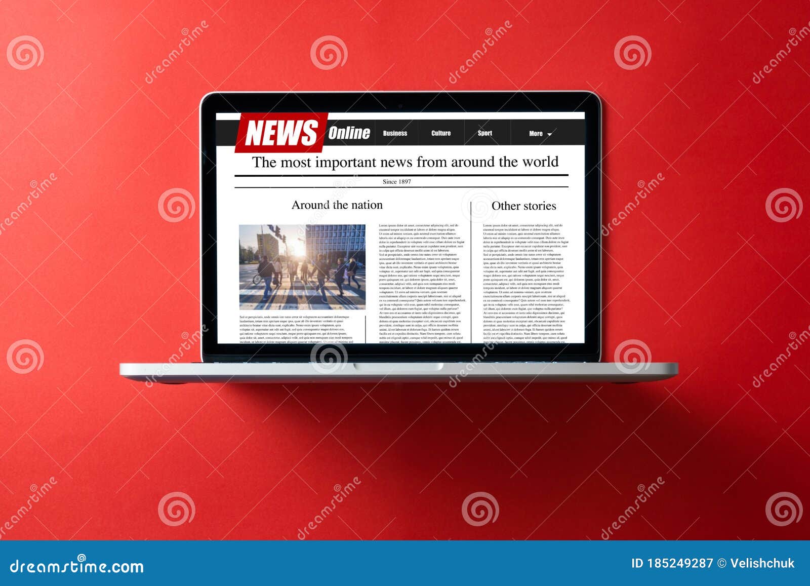 Download News On A Computer Screen. Mockup Website. Newspaper And Portal On Internet Stock Image - Image ...