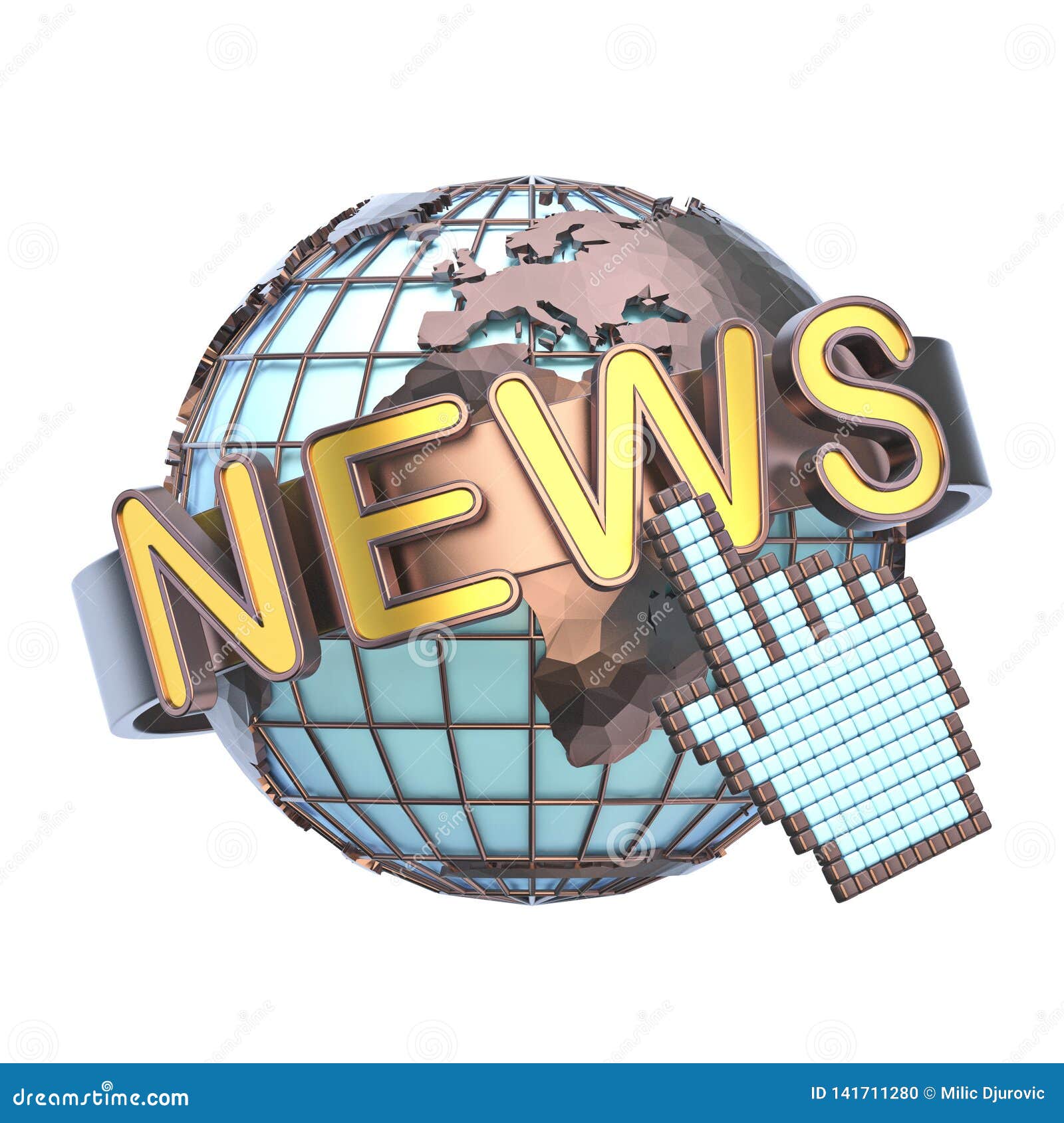 NEWS Concept with Earth Globe 3D Stock Illustration Illustration of