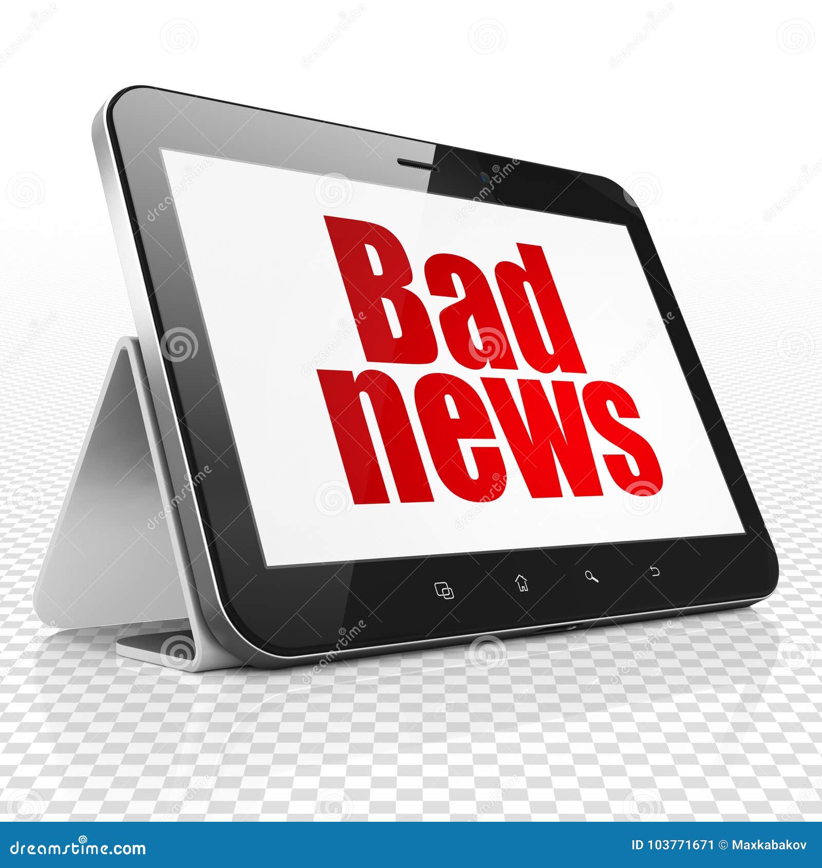 News Concept Tablet Computer with Bad News on Display Stock