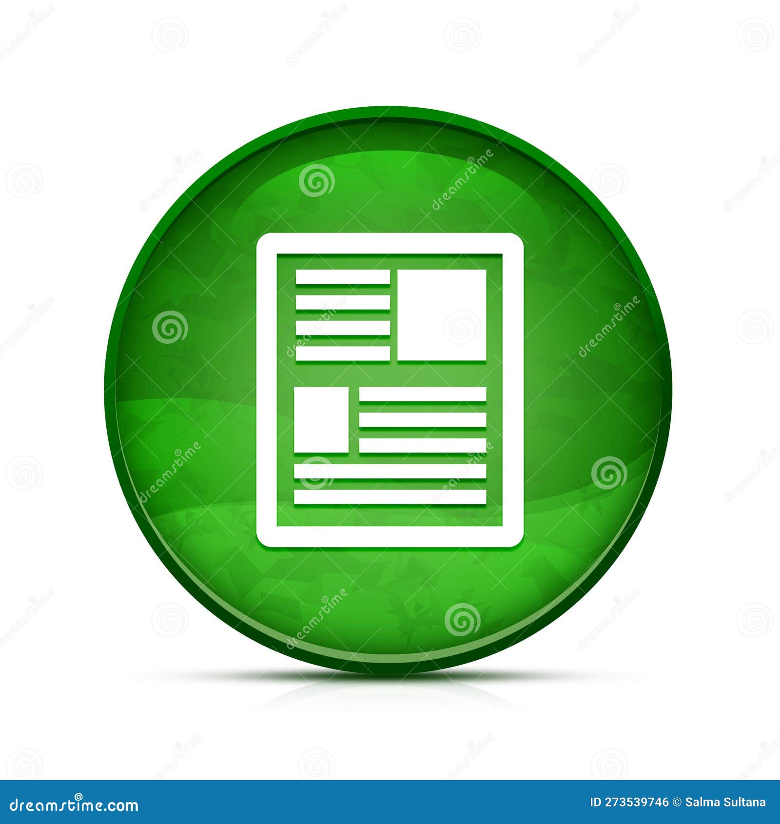 News Icon on Classy Splash Green Round Button Illustration Stock