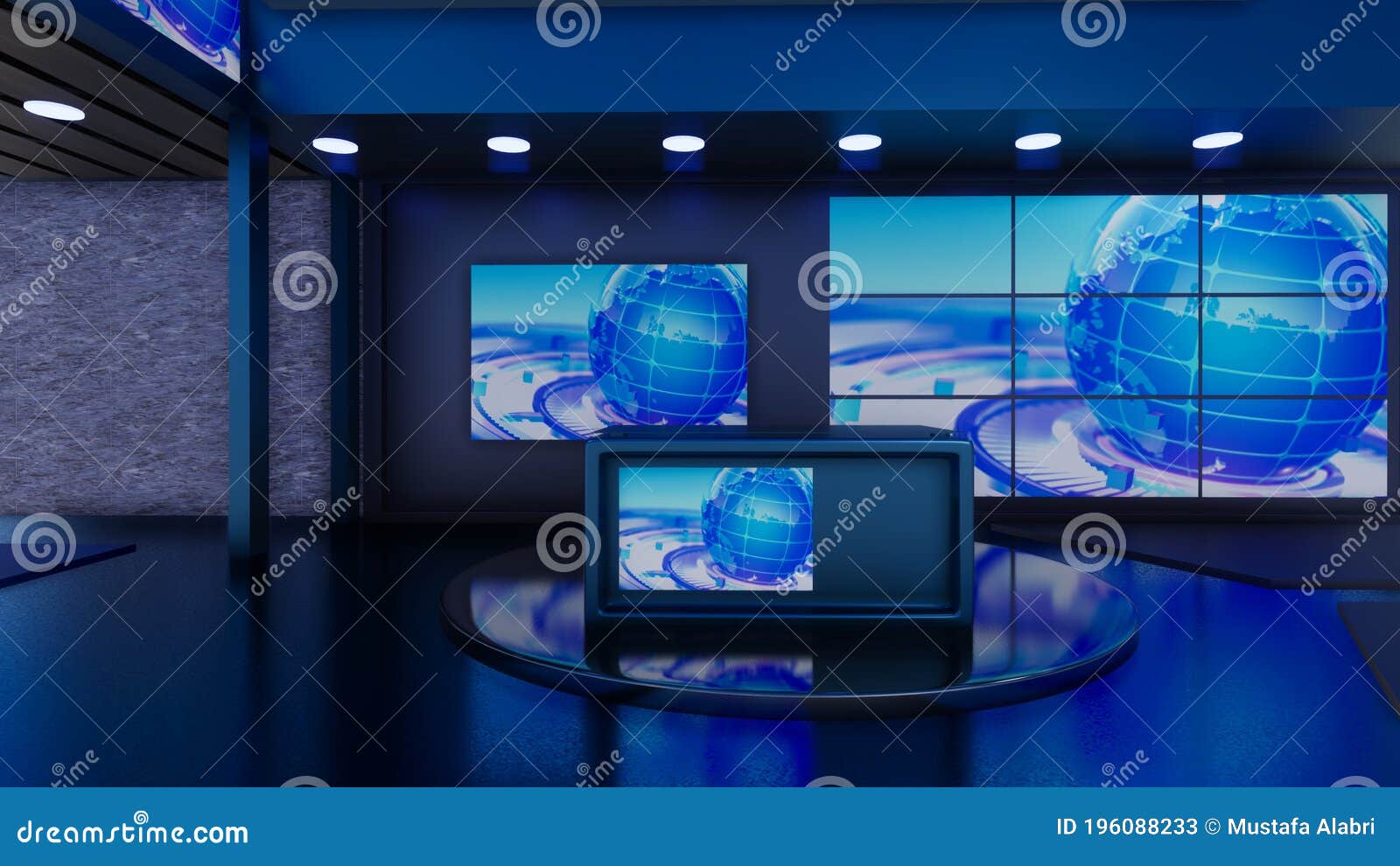 3d Virtual Tv Studio News Stock Illustration Illustration Of Backdrop