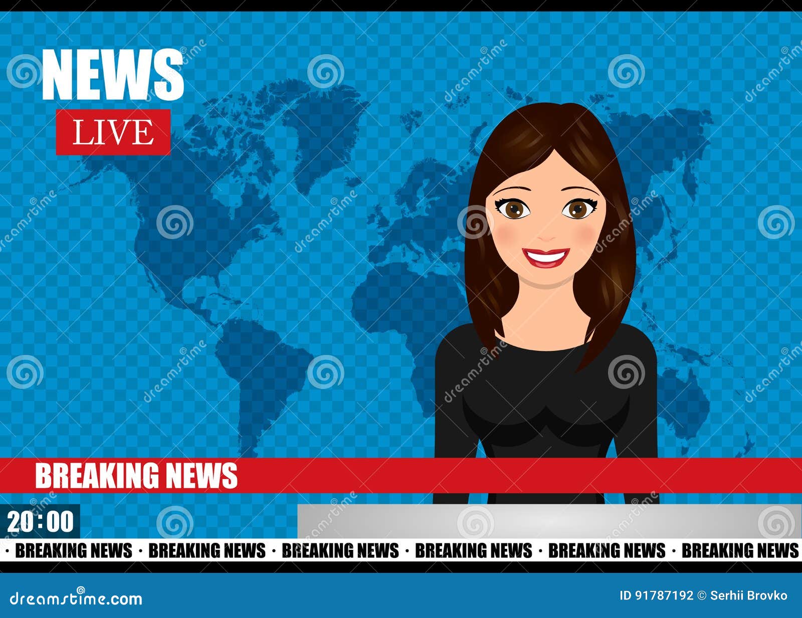 newscaster woman reports breaking news. news  .
