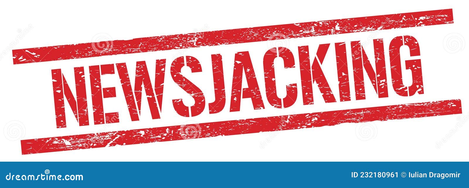 newsjacking text on red grungy rectangle stamp