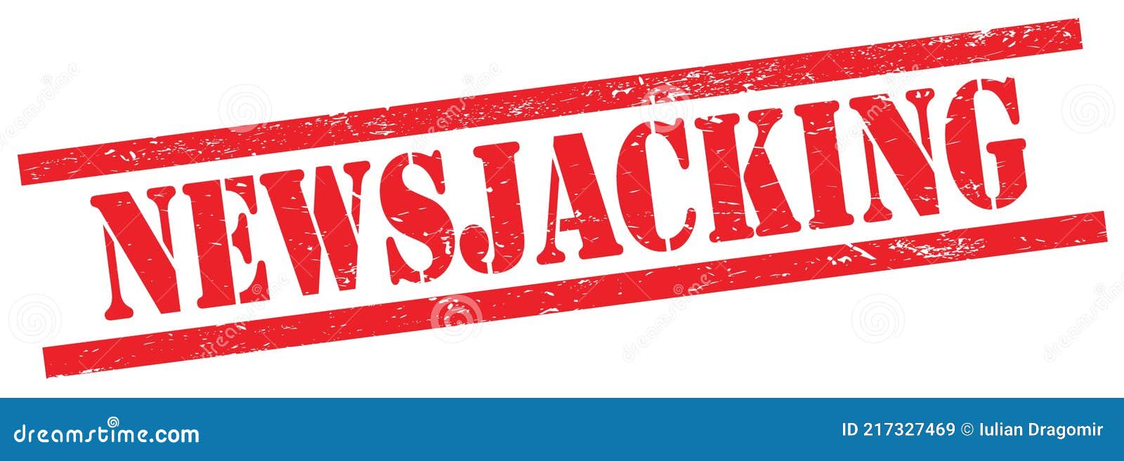 newsjacking text on red grungy rectangle stamp