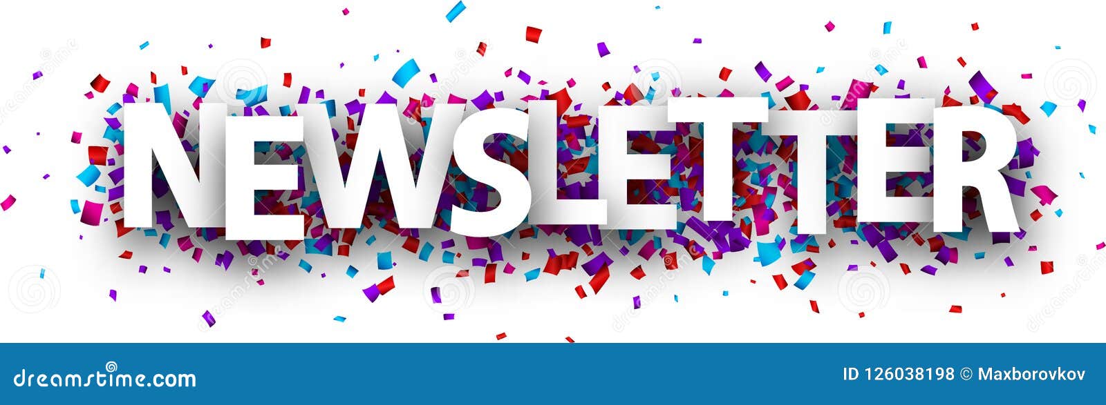 NEWSLETTER Banner On Overlapping Blue Squares Vector Illustration