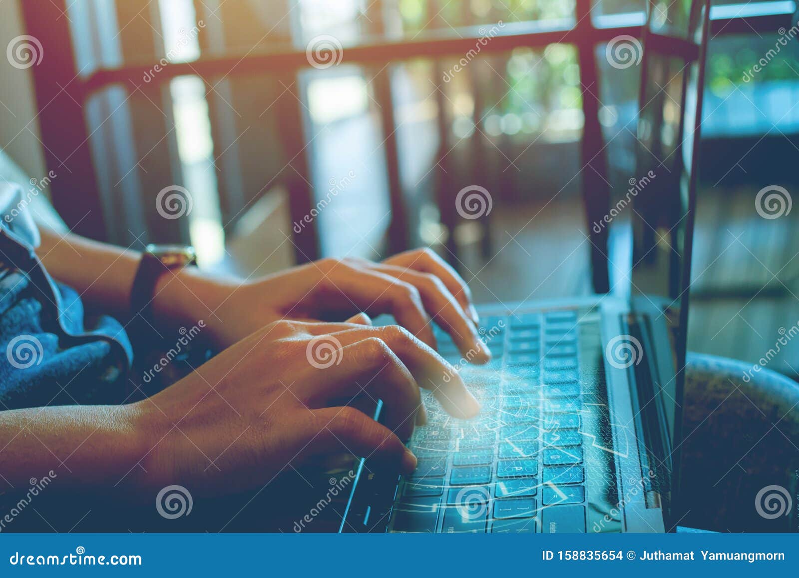 Download Newsletter Concept Hand Of Businesswomen Checking Message Box On Digital Mock-up Laptop Vintage ...