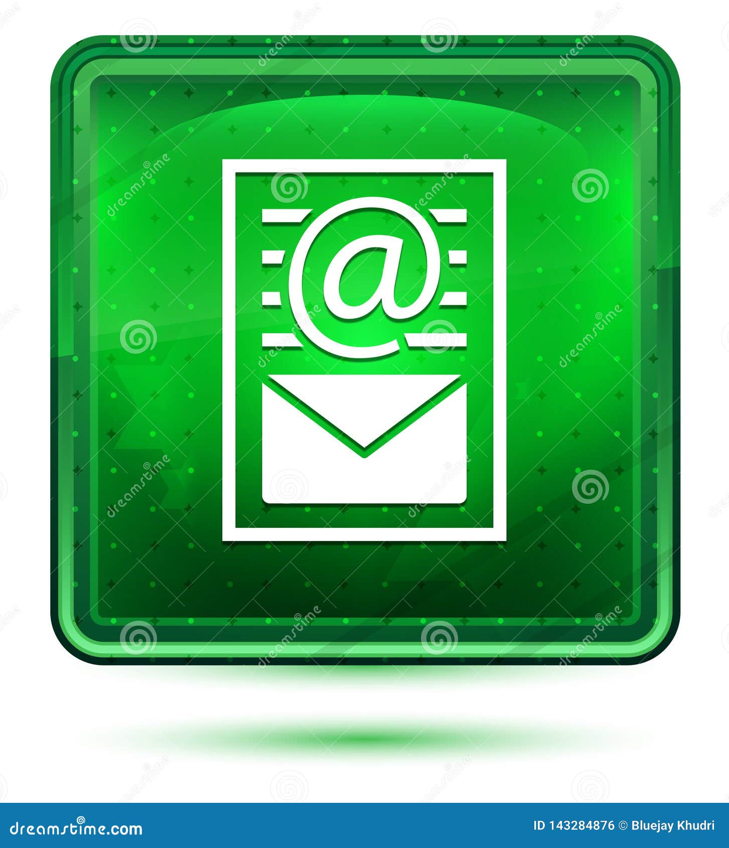Newsletter Document Page Icon Neon Light Green Square Button Stock Illustration Illustration Of Social Email