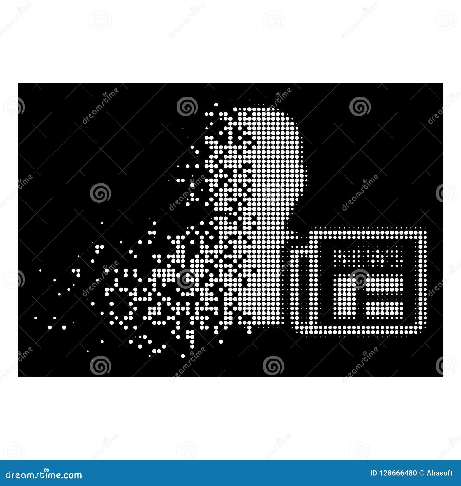 bright fractured pixelated halftone newsmaker newspaper icon