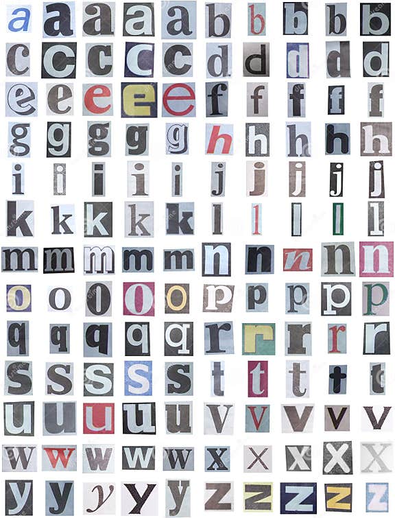 Newspaper alphabet lower stock image. Image of cutout, fonts - 822671