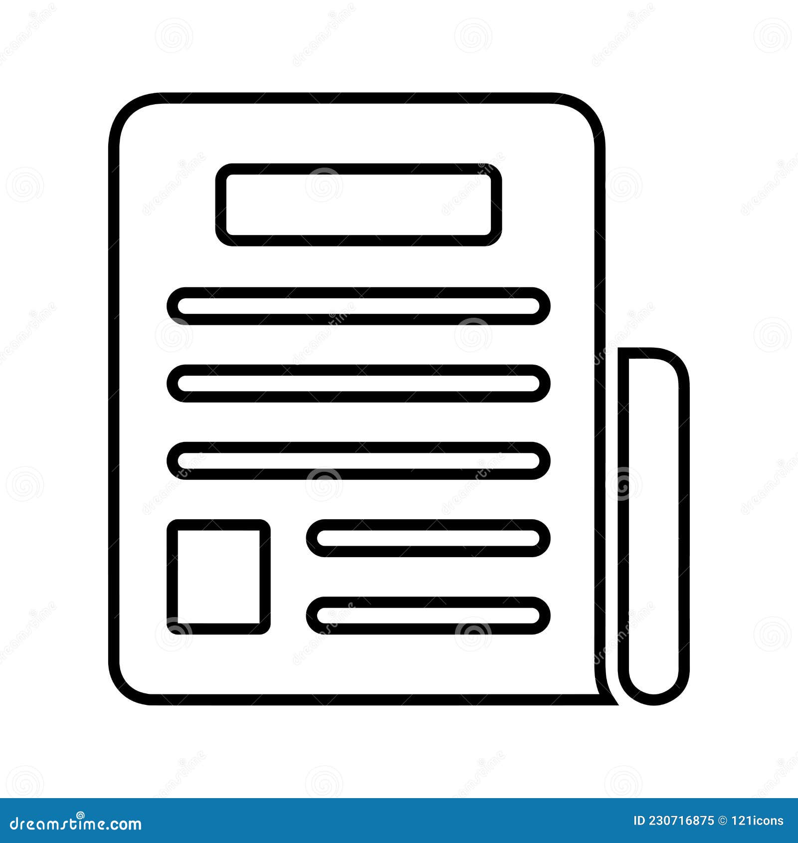 Newspaper, Article Outline Icon. Line Art Vector Stock Vector