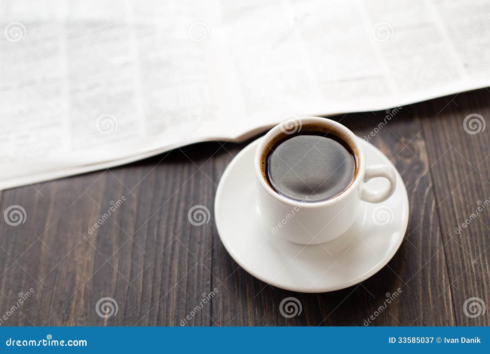 Newspaper and Cup of Coffee on Table Stock Image Image of object, newspaper 33585037
