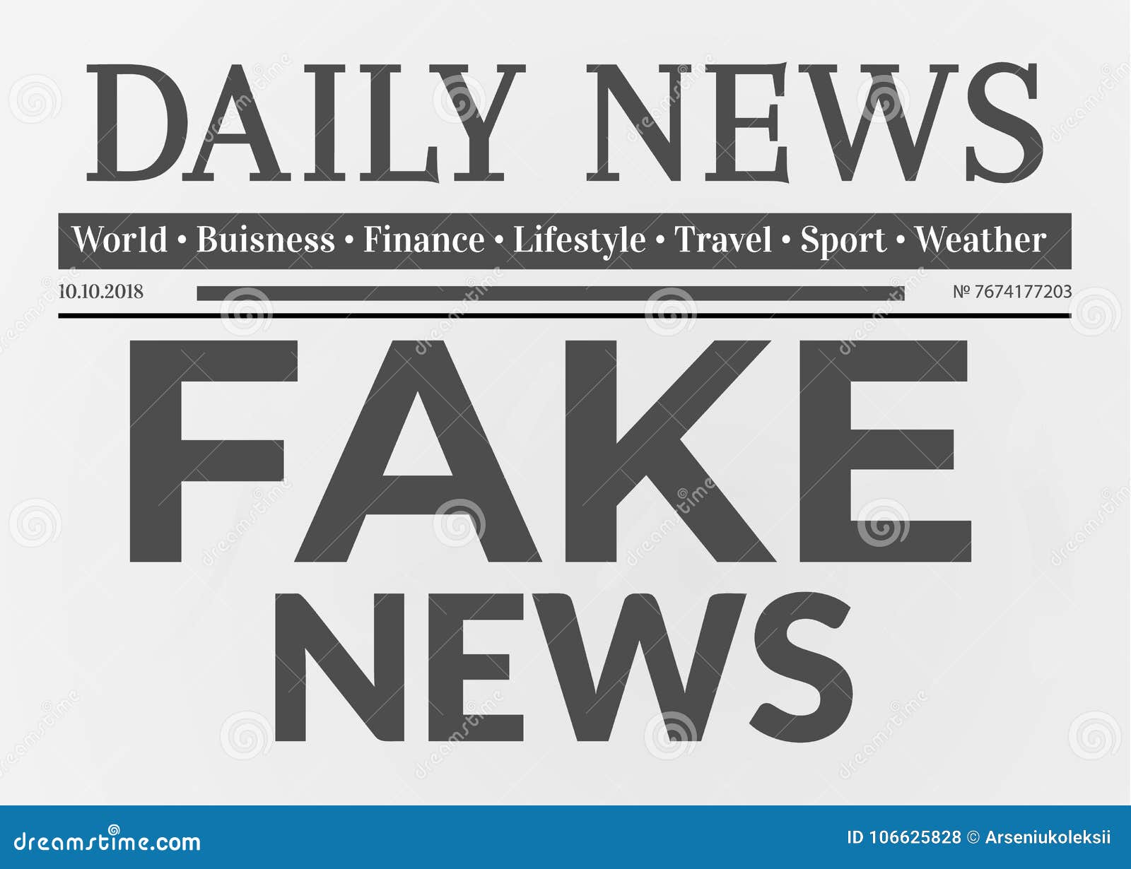 Daily Newspaper with Fake News Headline Stock Vector - Illustration of ...