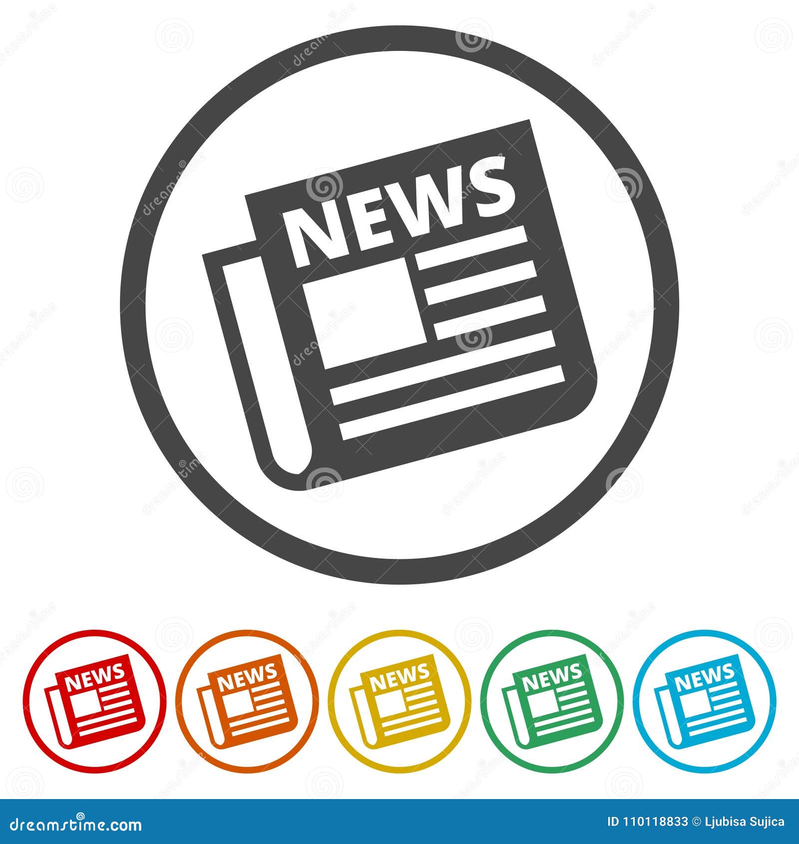 Newspaper Icon News Icon 6 Colors Included Stock Vector Illustration Of Breaking Button