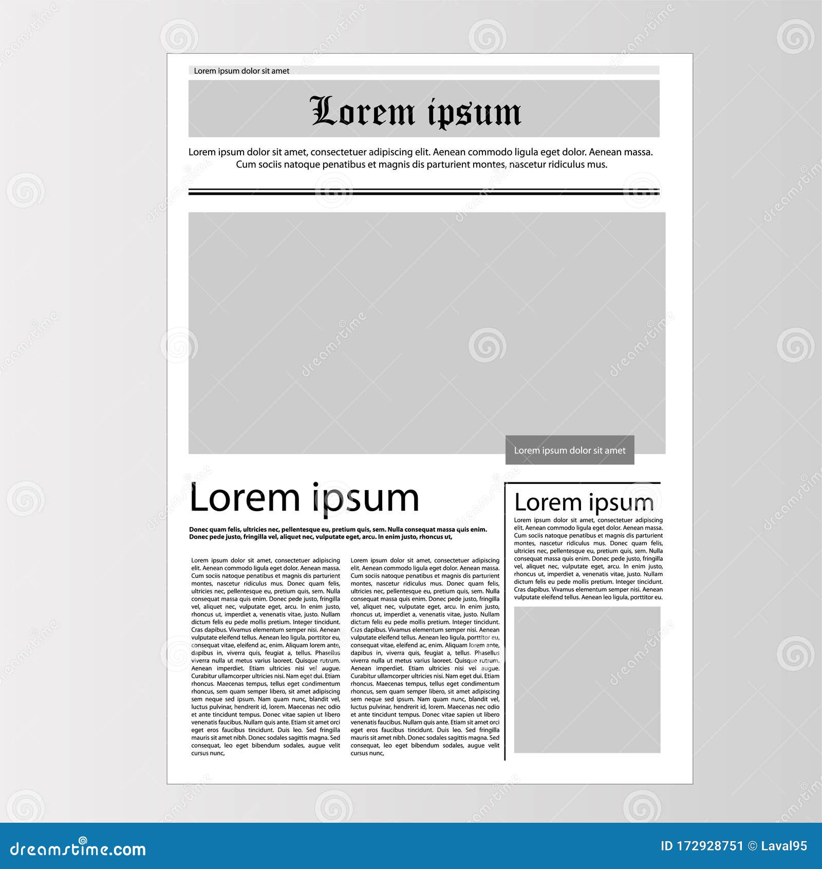Old Newspaper Layout. Vertical And Horizontal Mockup Of Newspapers