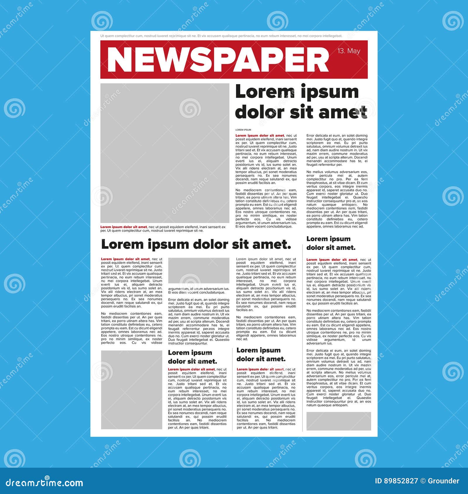 Old Newspaper Layout. Vertical And Horizontal Mockup Of Newspapers