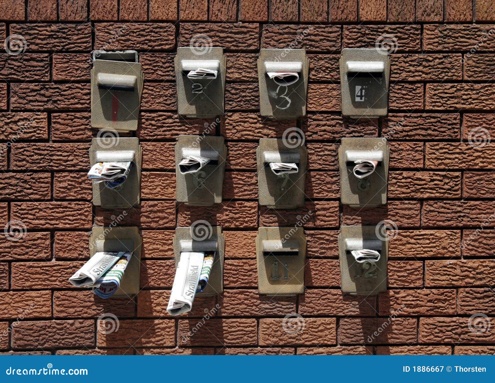 Newspaper in Mailbox stock image. Image of brick, letter 1886667