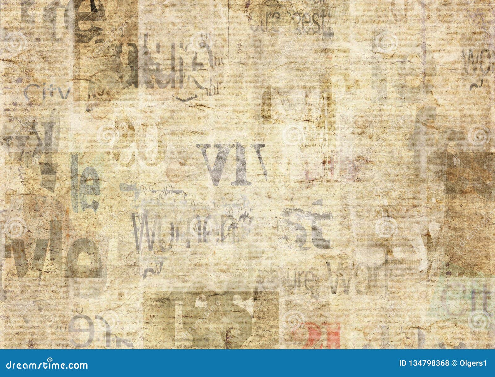 newspaper with old grunge vintage unreadable paper texture background