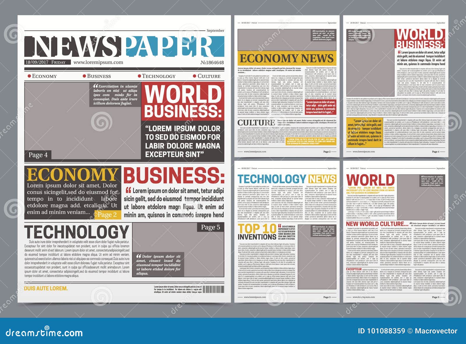 Newspaper pages template news paper headline Vector Image