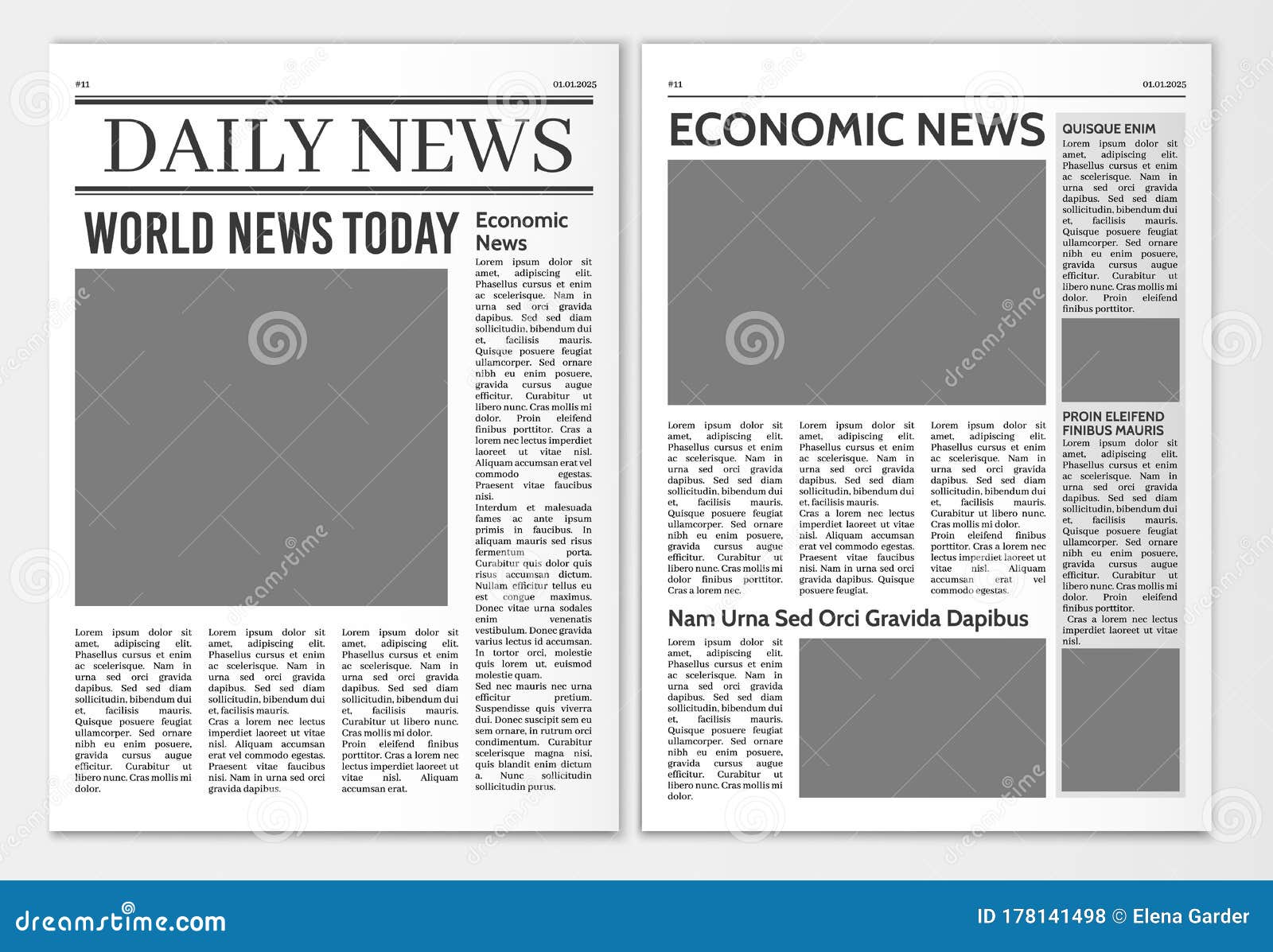 Tabloid Headline Template. Folded Newspaper Article And Photo Vector ...