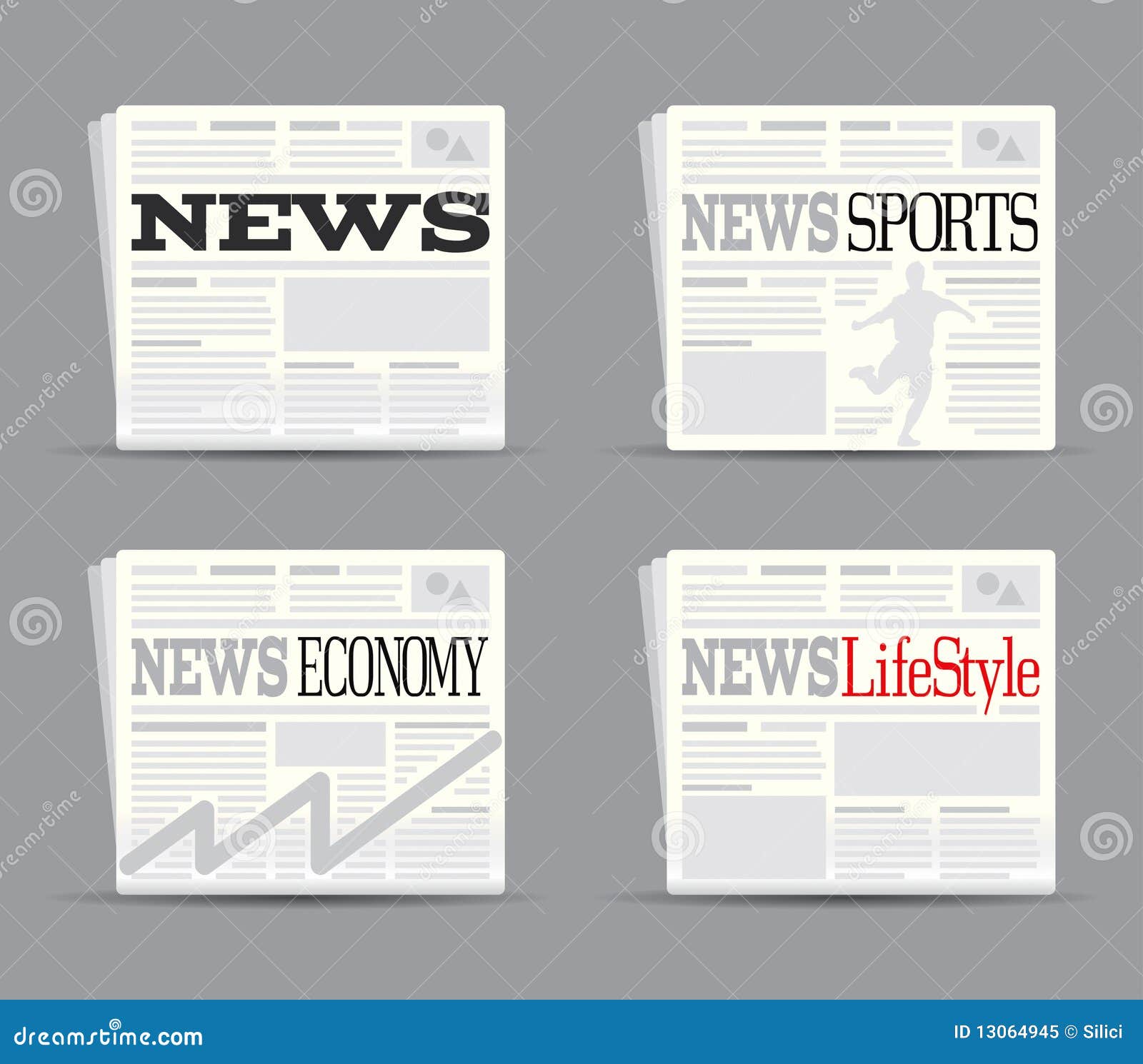 Newspaper Set 1 stock vector. Illustration of black, newspapers 13064945