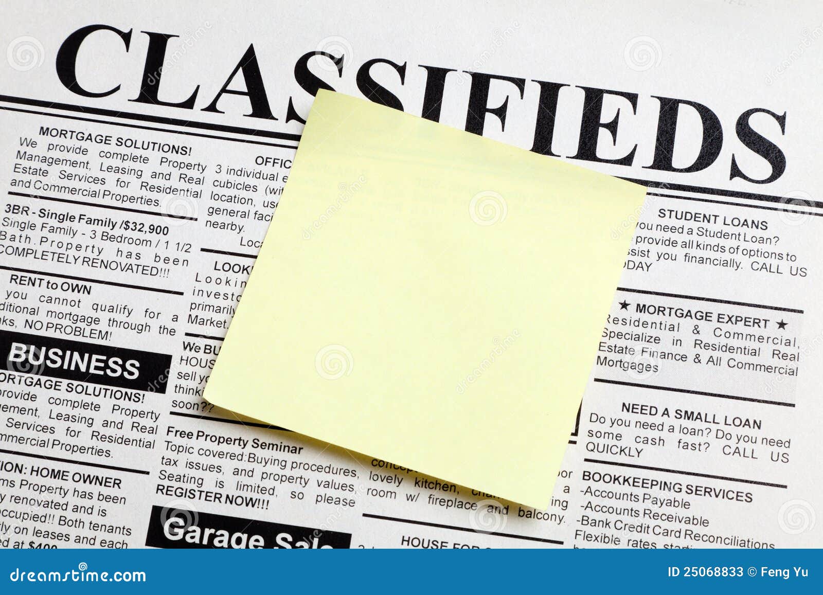 Newspaper and sticky note stock image. Image of paper 25068833