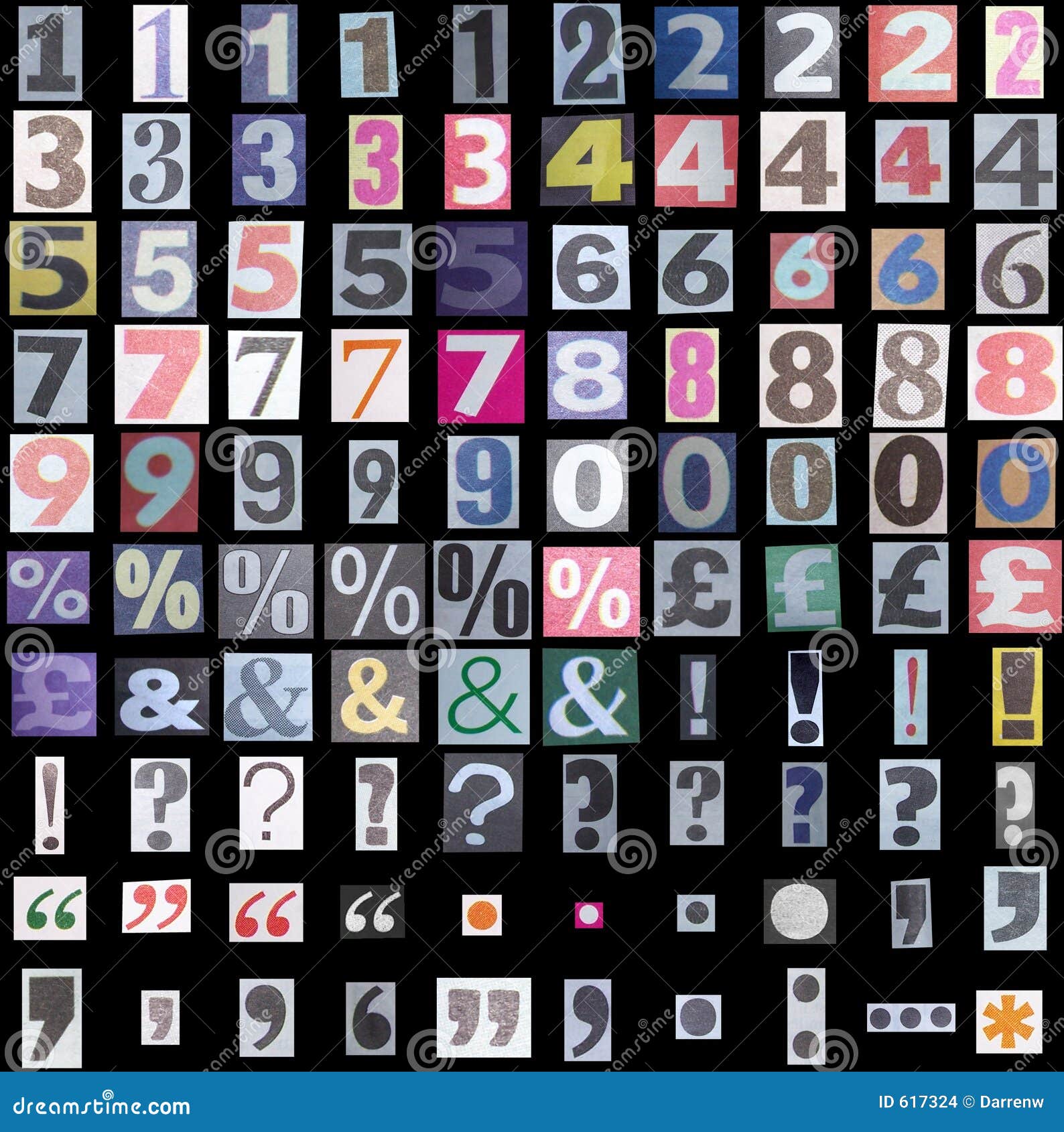 Newspaper Symbols And Numbers Stock Images Image 617324
