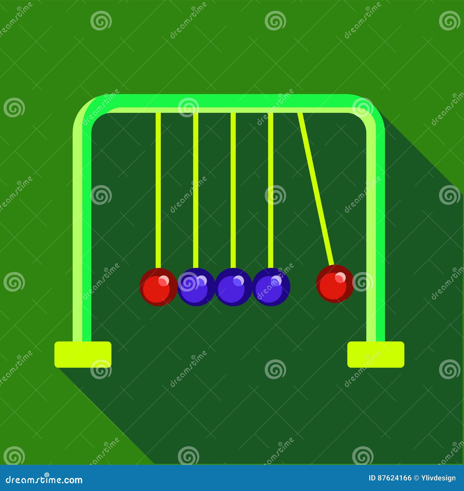 Newtons Cradle Icon, Flat Style Stock Vector Illustration of motion, marbles 87624166