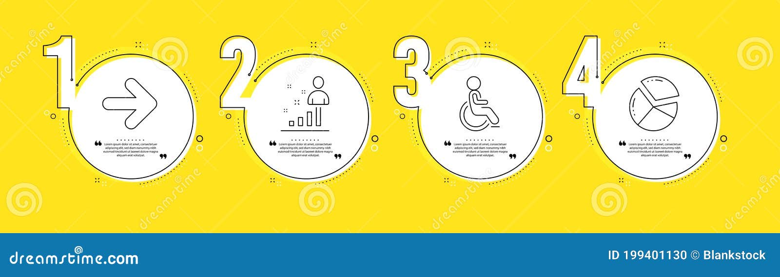 Next Disabled And Stats Icons Set Pie Chart Sign Forward Handicapped Wheelchair Business Analysis Vector Stock Vector Illustration Of Human Forward