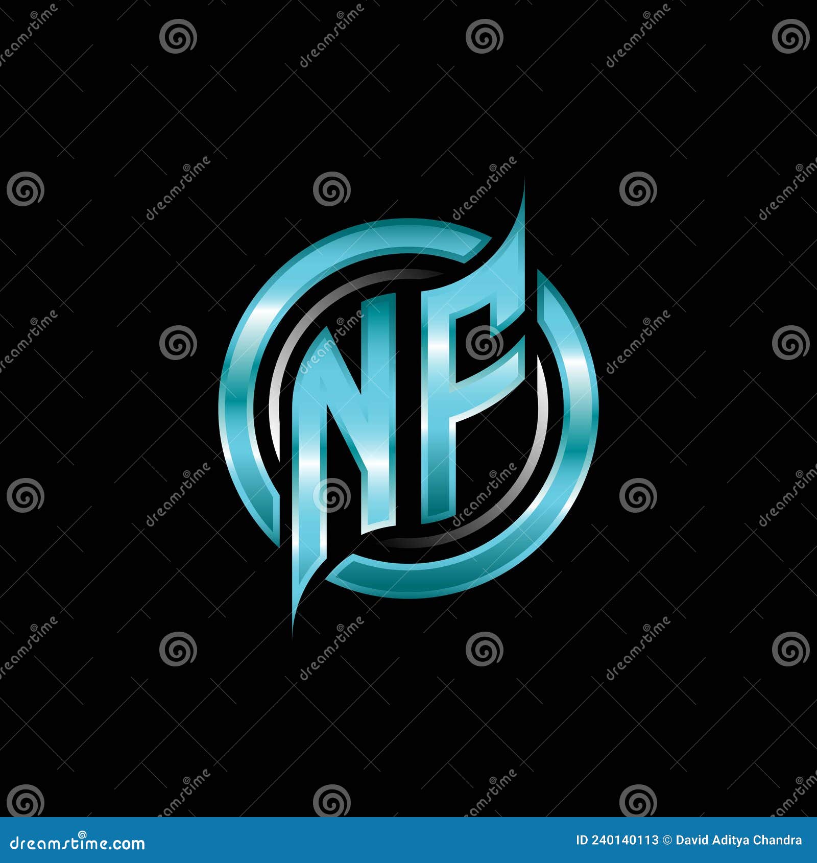 nf initial monogram logo circle rounded
