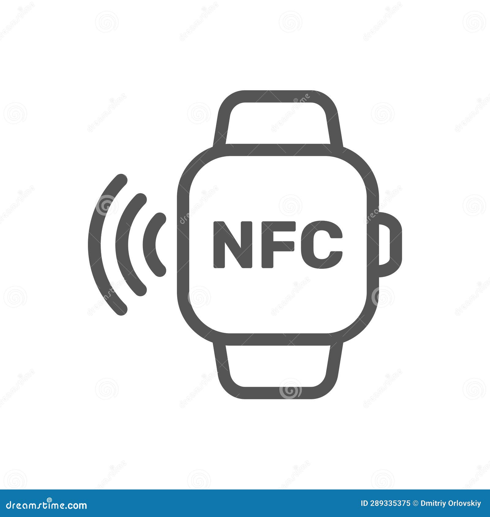NFC Smart Watch Line Icon. Smart Watch Vector Icon Stock Illustration
