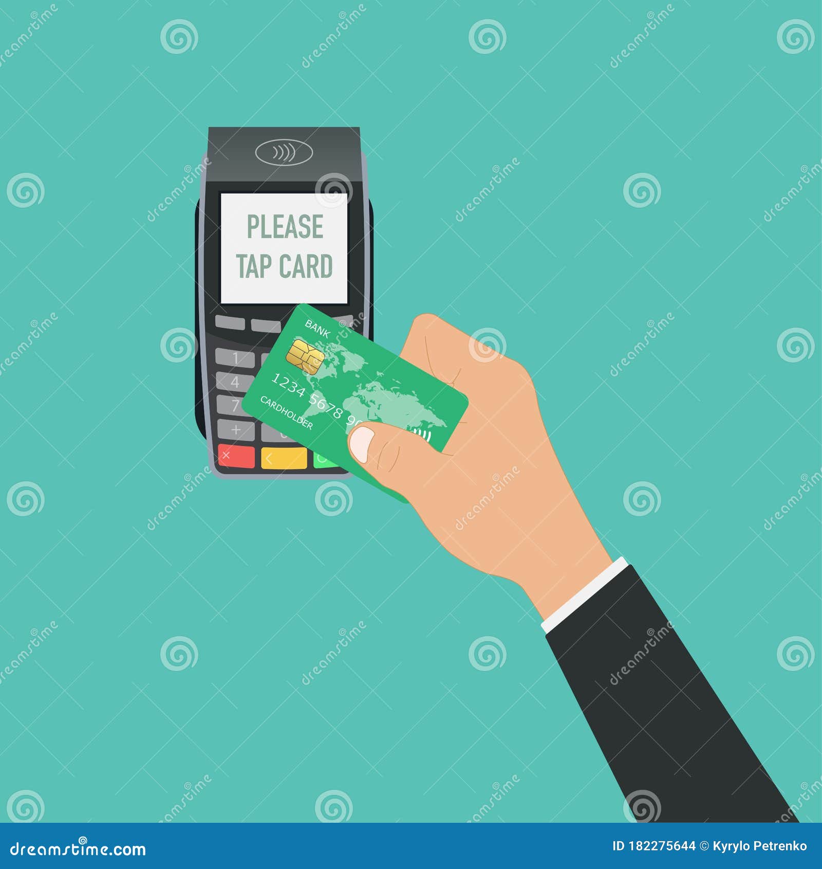 Nfc Tap Card Payment Contactless Terminal Vector Stock Illustration Illustration Of Money Cell 182275644