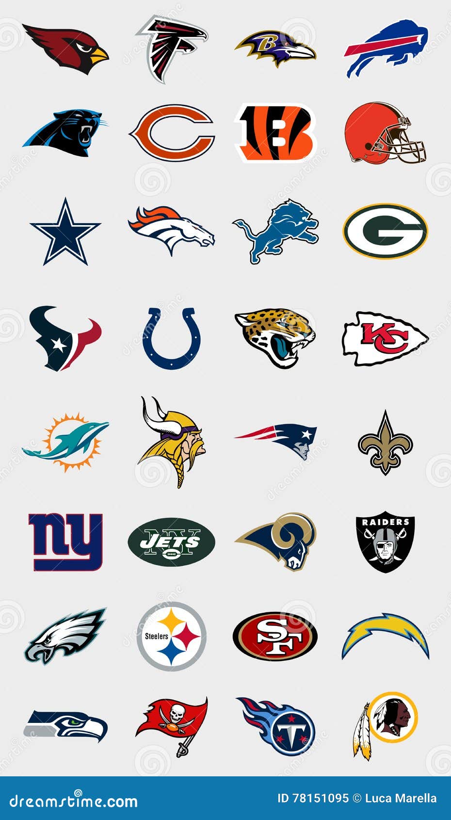 NFLTeamLogos redaktionelles bild. Illustration von delphine 78151095
