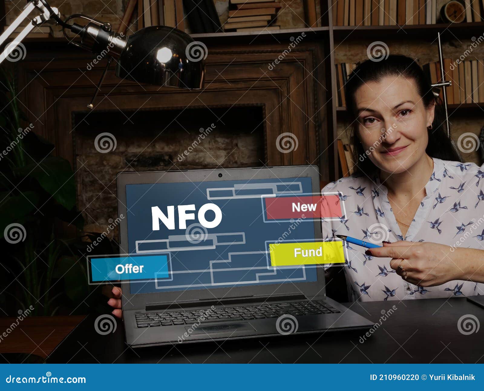 nfo new fund offer - thoughtful female person showing laptop screen