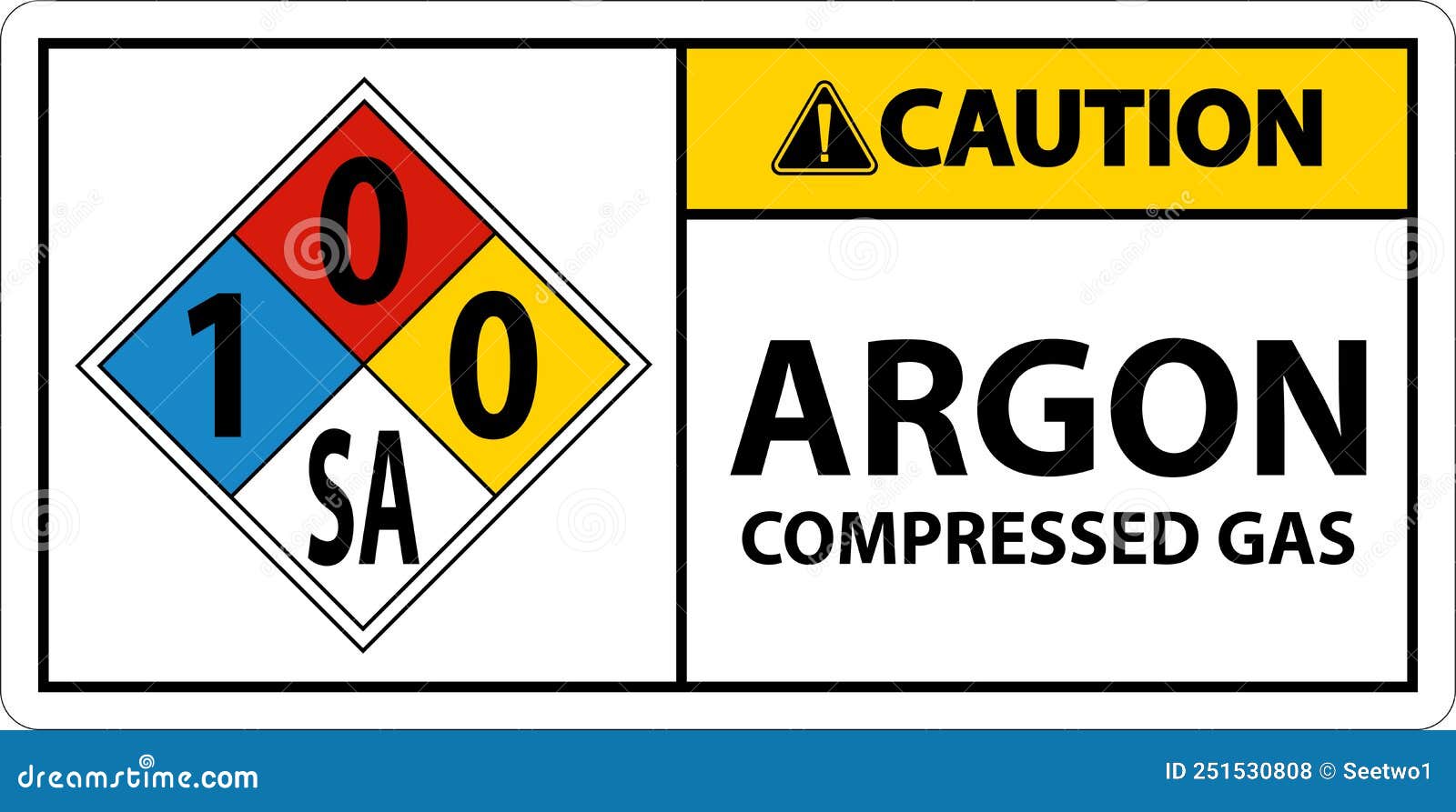 NFPA Caution Argon Compressed Gas 100SA Sign Stock Vector